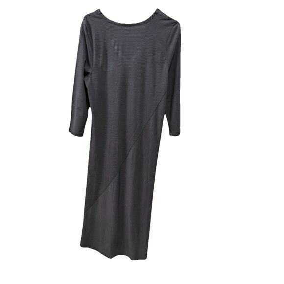 Garnet Hill Maxi Dress Womens Sz Large Gray Striped Long Sleeves Hi-Low Travel - Picture 2 of 9